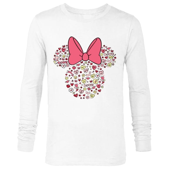 Disney Minnie Mouse Head Filled with Love Valentine’s Day - Long Sleeve T-Shirt for Men - Customized-White