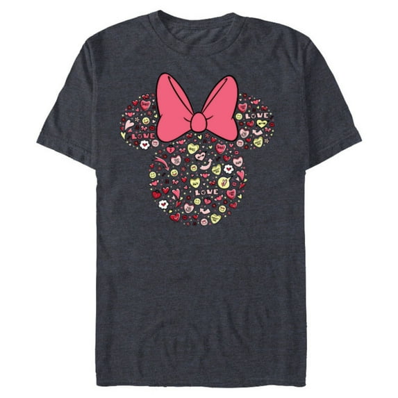 Disney Minnie Mouse Head Filled with Love Valentine’s Day - Short Sleeve Blended T-Shirt for Adults - Customized-Navy Heather