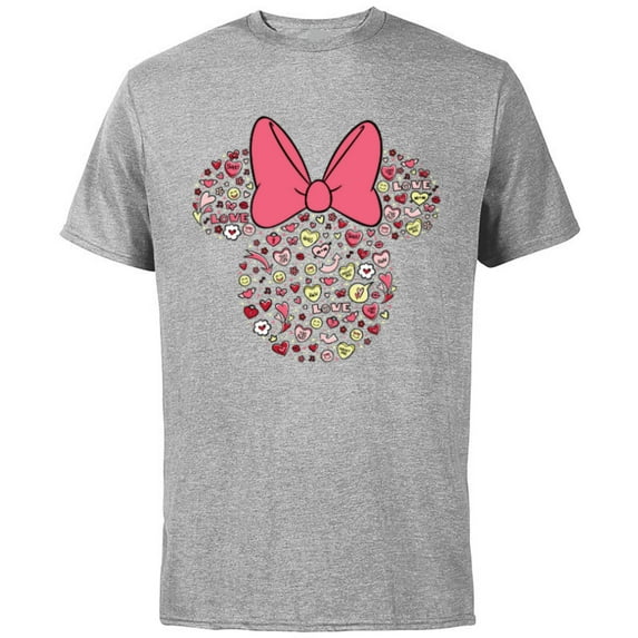 Disney Minnie Mouse Head Filled with Love Valentine’s Day - Short Sleeve Cotton T-Shirt for Adults - Customized-Athletic Heather