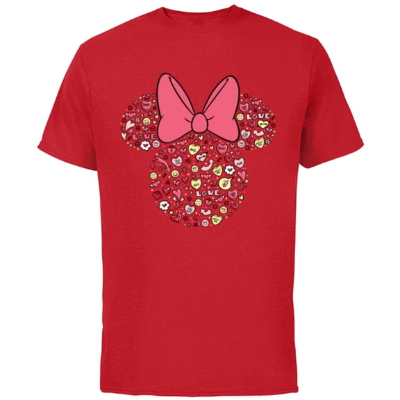 Disney Minnie Mouse Head Filled with Love Valentine’s Day - Short Sleeve Cotton T-Shirt for Adults - Customized-Red