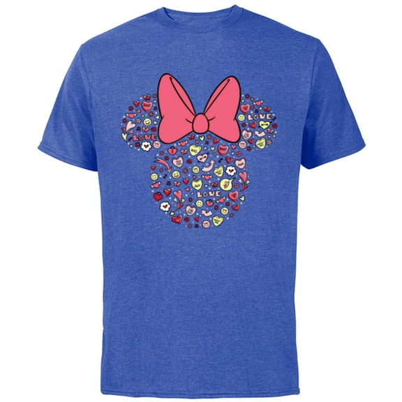 Disney Minnie Mouse Head Filled with Love Valentine’s Day - Short Sleeve Cotton T-Shirt for Adults - Customized-Royal Heather