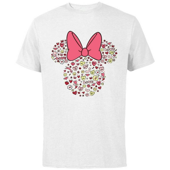 Disney Minnie Mouse Head Filled with Love Valentine’s Day - Short Sleeve Cotton T-Shirt for Adults - Customized-White