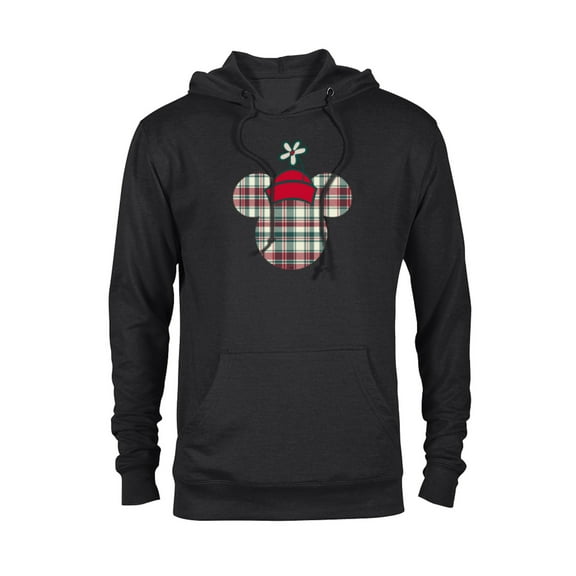 Disney Minnie Mouse Head Icon Christmas Holiday Plaid - Pullover Hoodie for Adults - Customized-Black