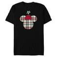 thumbnail image 1 of Disney Minnie Mouse Head Icon Christmas Holiday Plaid - Short Sleeve Blended T-Shirt for Adults - Customized-Black, 1 of 5