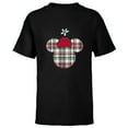 thumbnail image 1 of Disney Minnie Mouse Head Icon Christmas Holiday Plaid - Short Sleeve T-Shirt for Kids - Customized-Black, 1 of 5