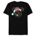 thumbnail image 1 of Disney Minnie Mouse Head Icon Christmas Holiday Santa Hat - Short Sleeve Blended T-Shirt for Adults - Customized-Black, 1 of 5