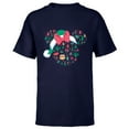 thumbnail image 1 of Disney Minnie Mouse Head Icon Christmas Holiday Santa Hat - Short Sleeve T-Shirt for Kids - Customized-Navy, 1 of 5