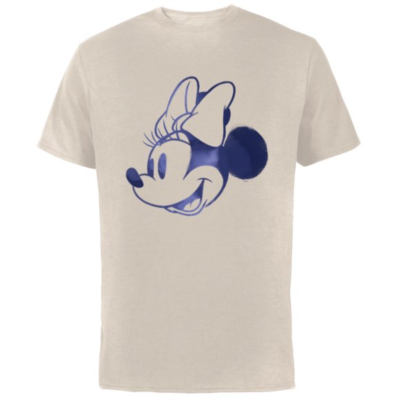 Disney Minnie Mouse Head Retro Vintage Classic - Short Sleeve Cotton T-Shirt for Adults - Customized-Natural