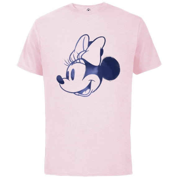 Disney Minnie Mouse Head Retro Vintage Classic - Short Sleeve Cotton T-Shirt for Adults - Customized-Soft Pink
