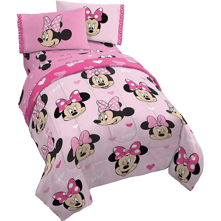 Disney Minnie Mouse Pink Hearts N Love Full Size Comforter Bed Set
