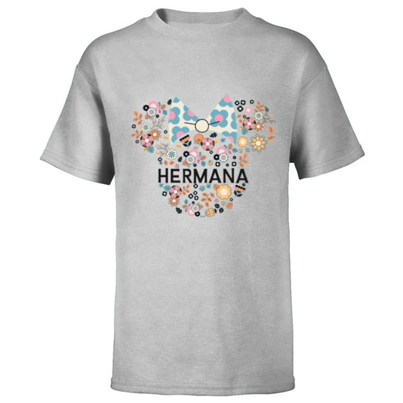 Disney Minnie Mouse Hermana Icon Flowers Spanish Family Trip- Short Sleeve T-Shirt for Kids - Customized-Athletic Heather