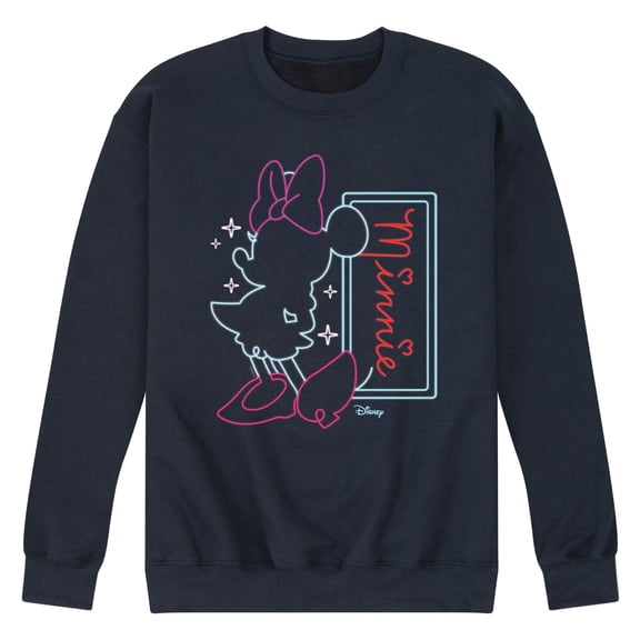 Disney - Minnie Mouse - Highlight Outline of Minnie - Men's Crew Neck Fleece Pullover