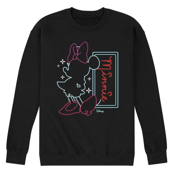 Disney - Minnie Mouse - Highlight Outline of Minnie - Men's Crew Neck Fleece Pullover