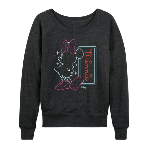 Disney - Minnie Mouse - Highlight Outline of Minnie - Women's Lightweight French Terry Long Sleeve Shirt