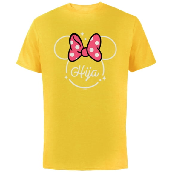 Disney Minnie Mouse Hija Head Icon Magic Family Trip Spanish- Short Sleeve Cotton T-Shirt for Adults - Customized-Yellow