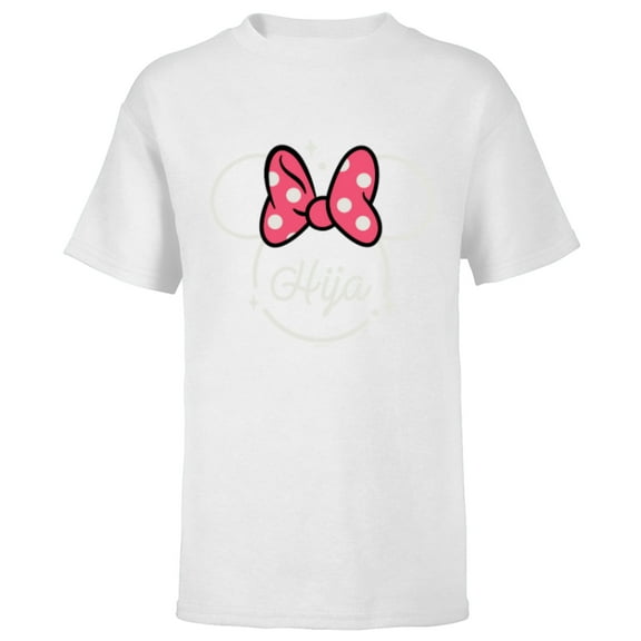 Disney Minnie Mouse Hija Head Icon Magic Family Trip Spanish- Short Sleeve T-Shirt for Kids - Customized-White