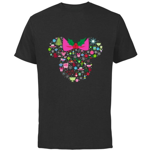 Disney Minnie Mouse Holiday Celebration - Short Sleeve Cotton T-Shirt for Adults - Customized-Black