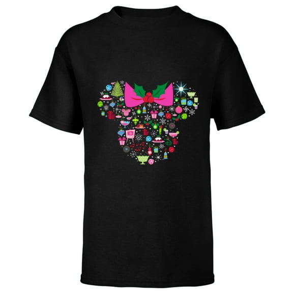 Disney Minnie Mouse Holiday Celebration - Short Sleeve T-Shirt for Kids - Customized-Black
