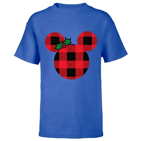 Disney Minnie Mouse Holiday Plaid - Short Sleeve T-Shirt for Kids - Customized-Royal
