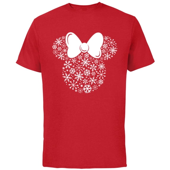 Disney Minnie Mouse Holiday Silhouette - Short Sleeve Cotton T-Shirt for Adults -Customized-Red