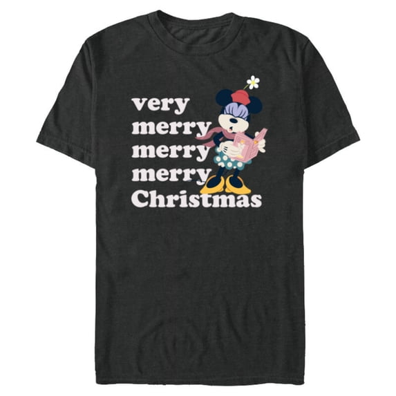Disney Minnie Mouse Holiday Very Merry Merry Merry Christmas - Short Sleeve Blended T-Shirt for Adults - Customized-Dark Heather