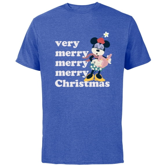 Disney Minnie Mouse Holiday Very Merry Merry Merry Christmas - Short Sleeve Cotton T-Shirt for Adults - Customized-Royal Heather
