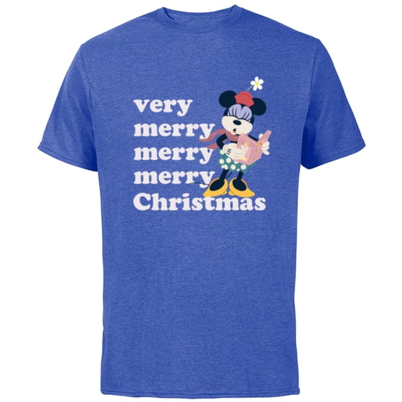 Disney Minnie Mouse Holiday Very Merry Merry Merry Christmas - Short Sleeve Cotton T-Shirt for Adults - Customized-Royal Heather