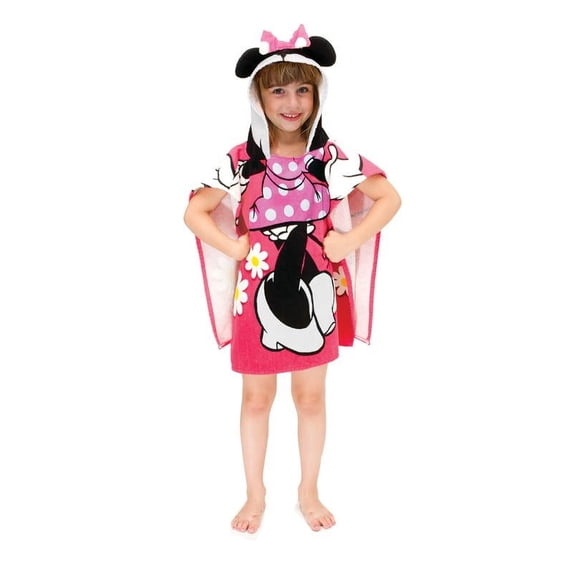 Disney Minnie Mouse Hooded Poncho Towel for Kids – Soft, Absorbent, Perfect for Bath, Pool, or Beach!