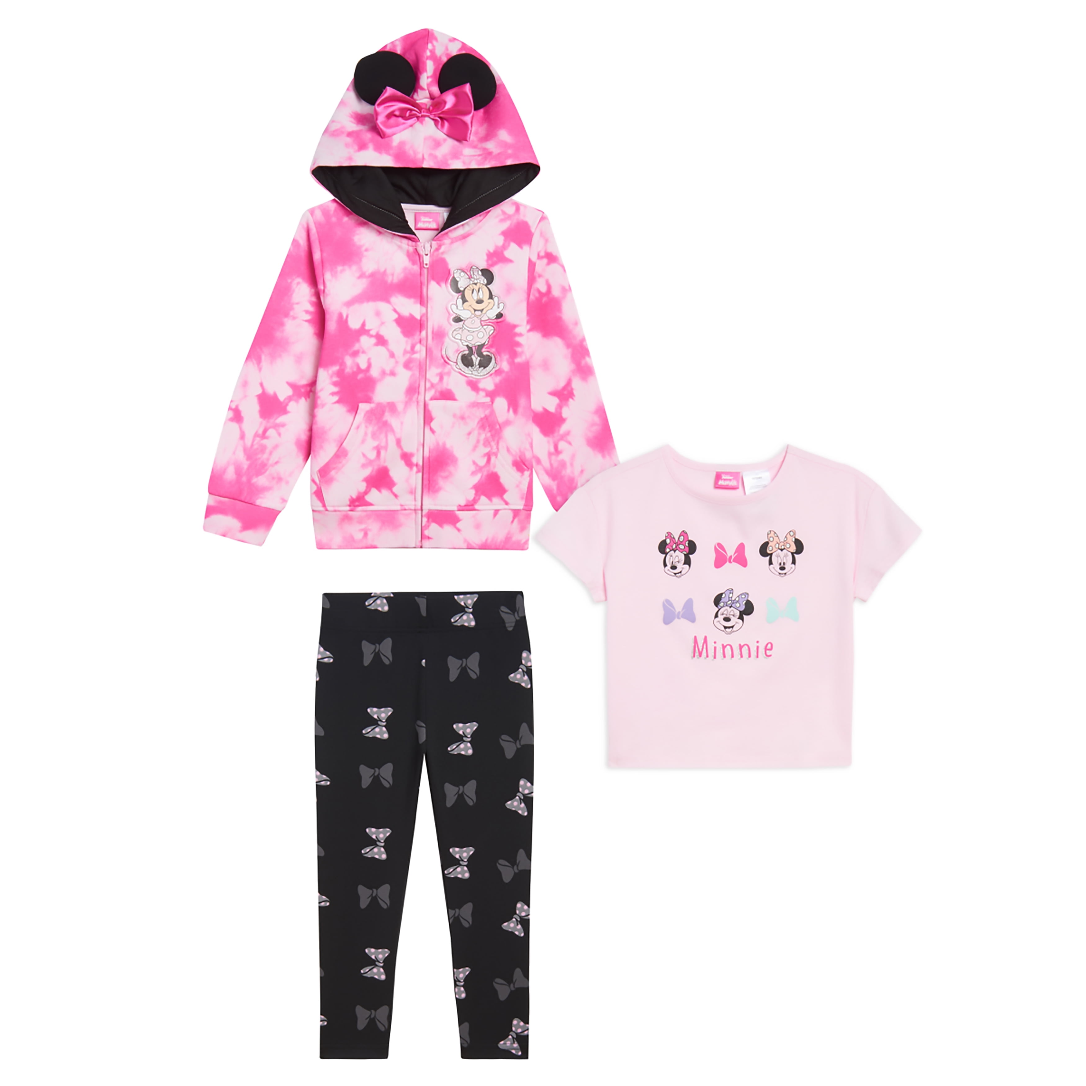 Disney Minnie Mouse Hoodie T-Shirt Athletic Pants 3-Piece Set (Size 3-7)