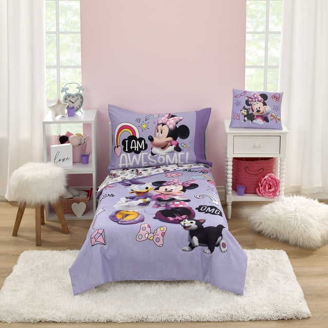 Disney Minnie Mouse Awesome 4 Piece Toddler Bed Set with Comforter