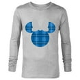 thumbnail image 1 of Disney Minnie Mouse Icon Blue Holiday Plaid - Long Sleeve T-Shirt for Men - Customized-Athletic Heather, 1 of 5