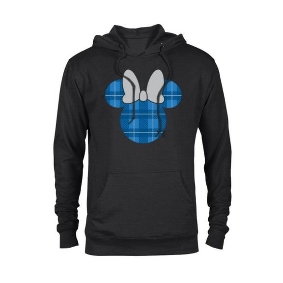 Disney Minnie Mouse Icon Blue Holiday Plaid - Pullover Hoodie for Adults - Customized-Black