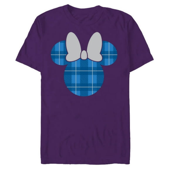 Disney Minnie Mouse Icon Blue Holiday Plaid - Short Sleeve Blended T-Shirt for Adults - Customized-Purple