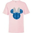 thumbnail image 1 of Disney Minnie Mouse Icon Blue Holiday Plaid - Short Sleeve T-Shirt for Kids - Customized-Soft Pink, 1 of 5