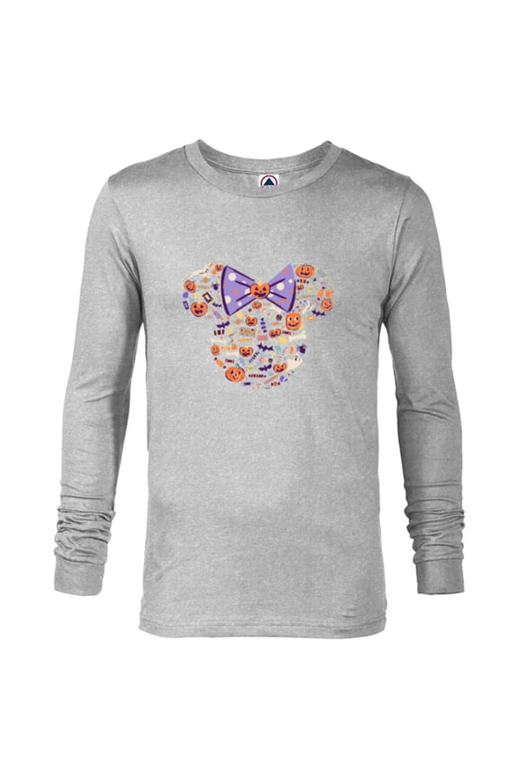 Minnie Mouse Icon Candy and Pumpkins Halloween - Long Sleeve T-Shirt for Men - Customized-Athletic Heather