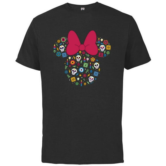 Disney Minnie Mouse Icon Día de los Muertos Day of the Dead - Short Sleeve Cotton T-Shirt for Adults - Customized-Black