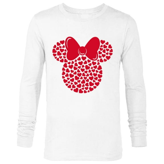 Disney Minnie Mouse Icon Filled with Hearts - Long Sleeve T-Shirt for Men - Customized-White