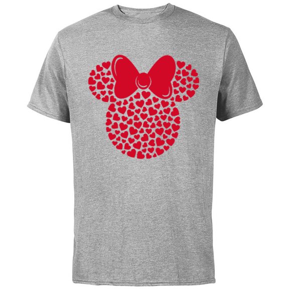 Disney Minnie Mouse Icon Filled with Hearts - Short Sleeve Cotton T-Shirt for Adults - Customized-Athletic Heather