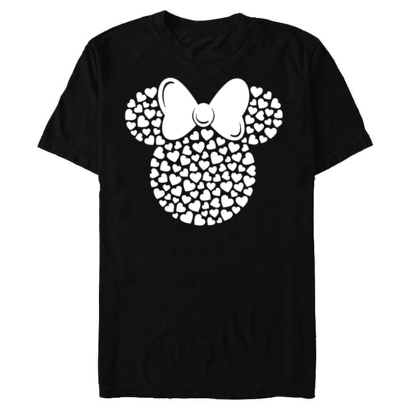 Disney Minnie Mouse Icon Filled with White Hearts - Short Sleeve Blended T-Shirt for Adults - Customized-Black