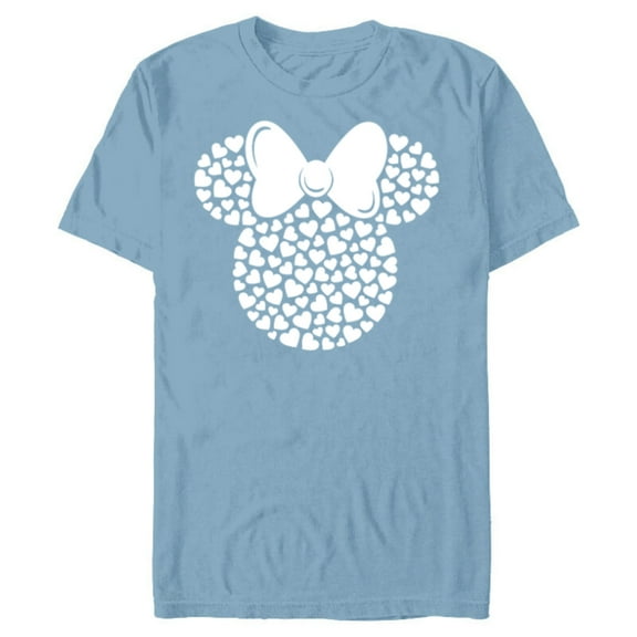 Disney Minnie Mouse Icon Filled with White Hearts - Short Sleeve Blended T-Shirt for Adults - Customized-Ocean Blue