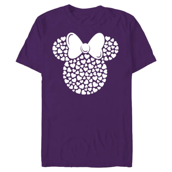 Disney Minnie Mouse Icon Filled with White Hearts - Short Sleeve Blended T-Shirt for Adults - Customized-Purple