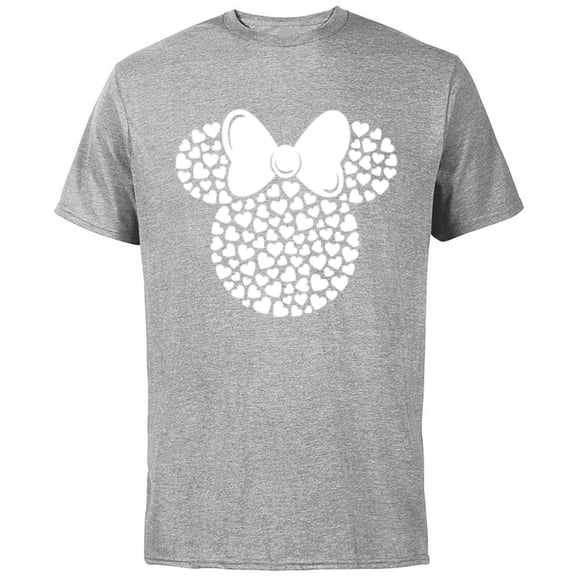 Disney Minnie Mouse Icon Filled with White Hearts - Short Sleeve Cotton T-Shirt for Adults - Customized-Athletic Heather