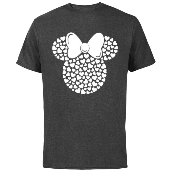 Disney Minnie Mouse Icon Filled with White Hearts - Short Sleeve Cotton T-Shirt for Adults - Customized-Charcoal