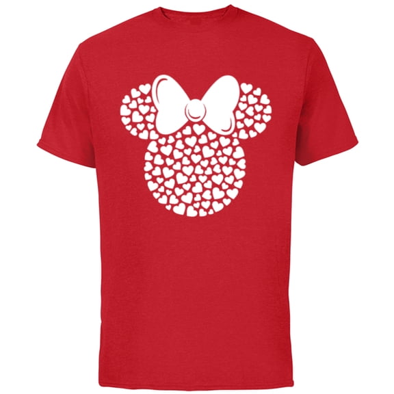 Disney Minnie Mouse Icon Filled with White Hearts - Short Sleeve Cotton T-Shirt for Adults - Customized-Red