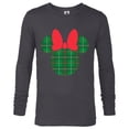 thumbnail image 1 of Disney Minnie Mouse Icon Green and Red Holiday Plaid - Long Sleeve T-Shirt for Men - Customized-Charcoal Heather, 1 of 5