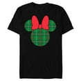 thumbnail image 1 of Disney Minnie Mouse Icon Green and Red Holiday Plaid - Short Sleeve Blended T-Shirt for Adults - Customized-Black, 1 of 5
