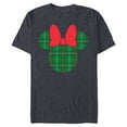 thumbnail image 1 of Disney Minnie Mouse Icon Green and Red Holiday Plaid - Short Sleeve Blended T-Shirt for Adults - Customized-Navy Heather, 1 of 5