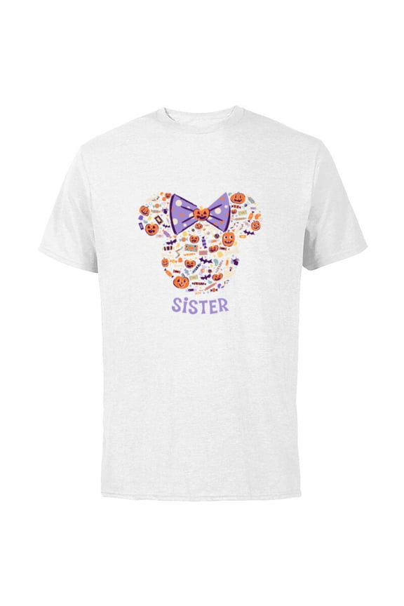 Minnie Mouse Icon Halloween Sister - Short Sleeve Cotton T-Shirt for Adults - Customized-White