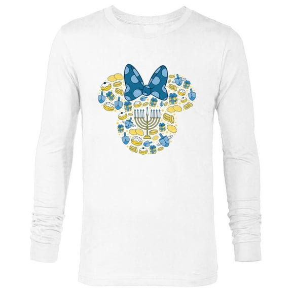 Disney Minnie Mouse Icon Hanukkah Chanukah Dreidel Menorah - Long Sleeve T-Shirt for Men – Customized-White