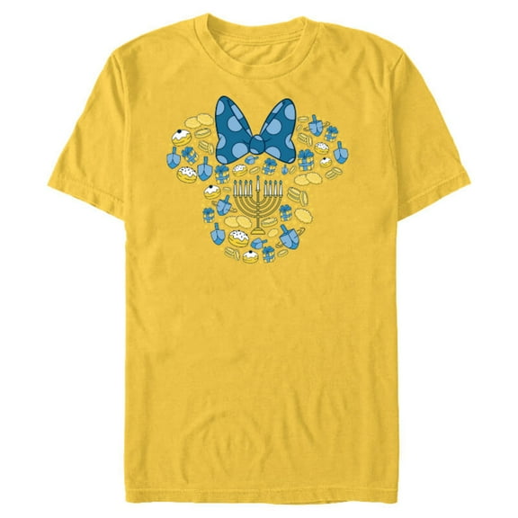 Disney Minnie Mouse Icon Hanukkah Chanukah Dreidel Menorah - Short Sleeve Blended T-Shirt for Adults – Customized-Yellow